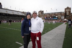 With wife, Emily (Penn’s head athletic trainer) at his last Penn Football game in 2019. The game was against Princeton, where he started working three days later.